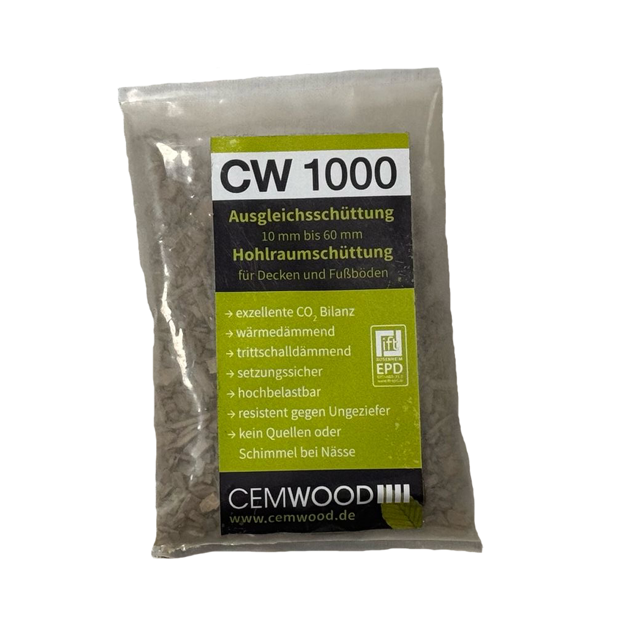 Cemwood CW 1000 – Fijne Bio-Based Egalisatiekorrels 50L